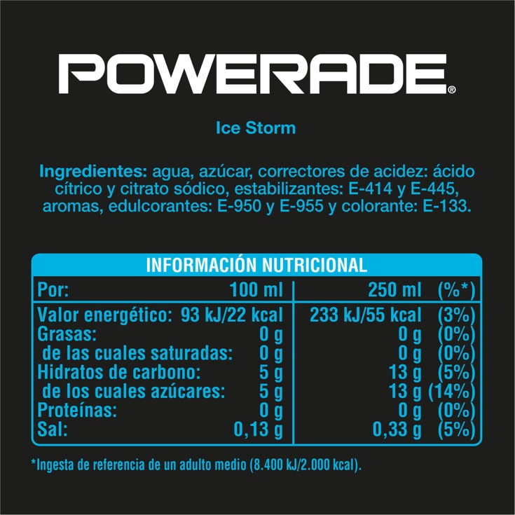 Bebida energética Ice Storm - Powerade - 50cl