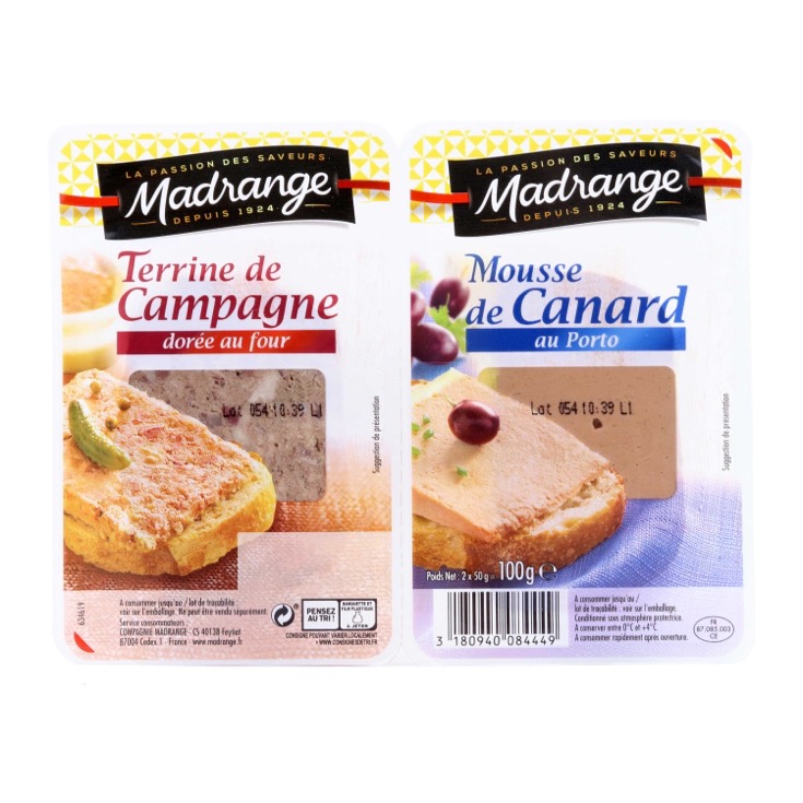 Pate de campaña y pato Madrange - 2x50g