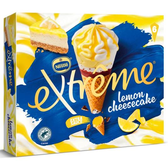 Cono de helado sabor tarta de queso de limón Extrême - 6 uds