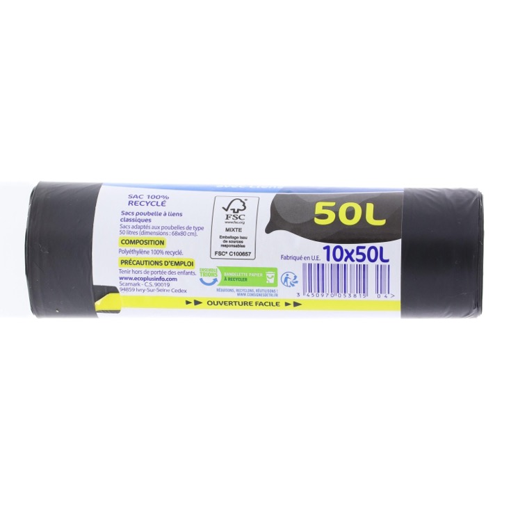 Bolsas basura s/autocierre 50L €CO+ - 10 uds