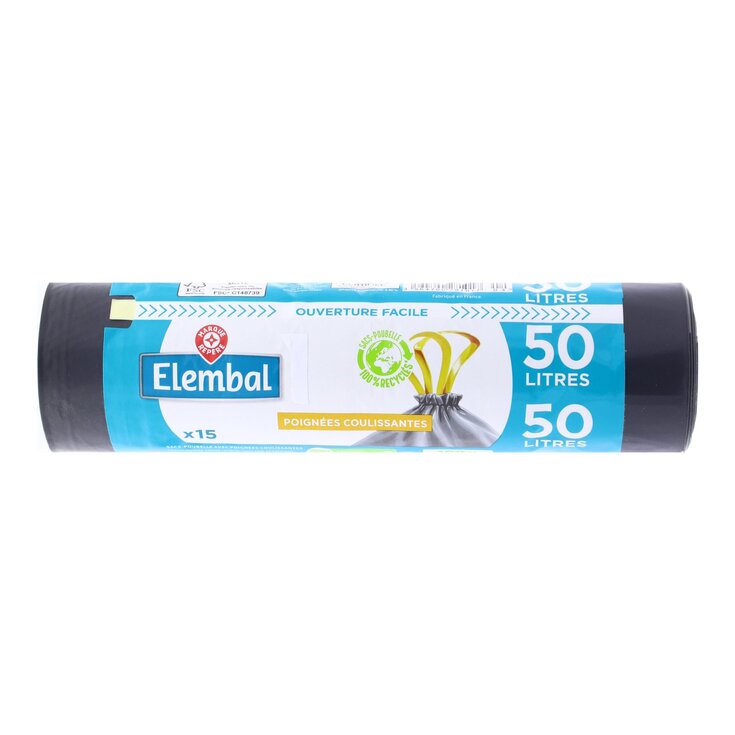 Bolsas basura c/autocierre 50L Elembal - 15 uds