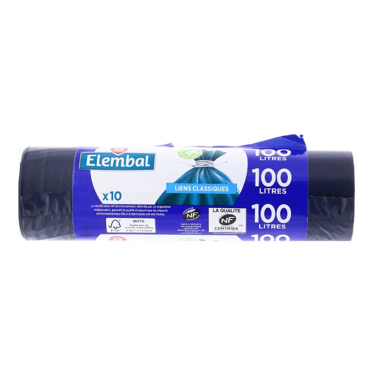 Sacos basura s/autocierre 100L Elembal - 10 uds