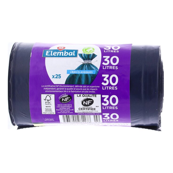 Bolsas basura s/autocierre 30L Elembal - 25 uds