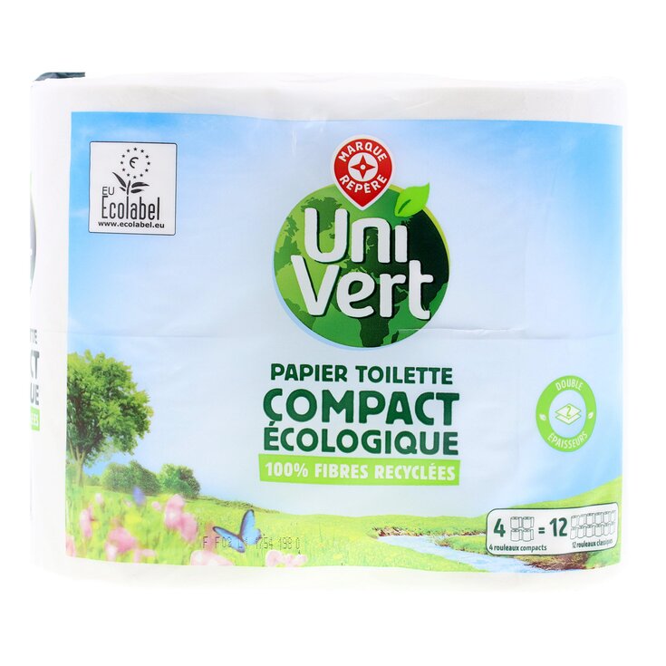 Papel higiénico ecológico Uni Vert - 4 uds