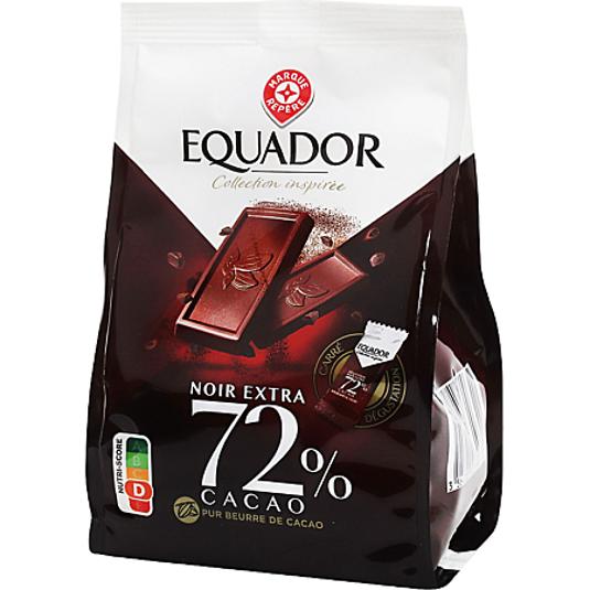 Cuadritos de Chocolate Negro 72% Cacao x 200gr. EQUADOR