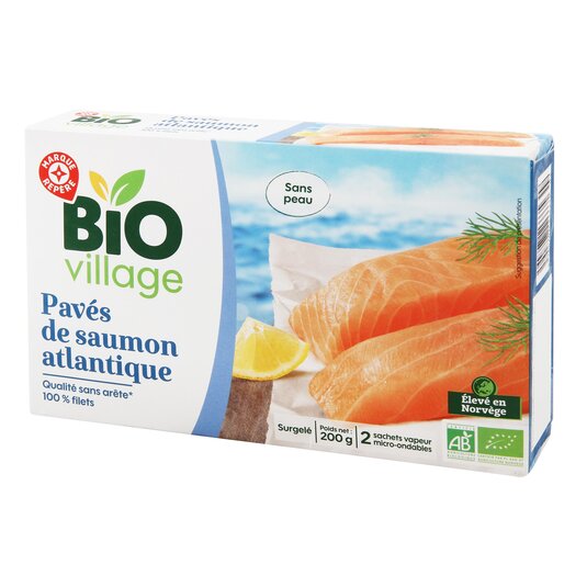 Filetes de salmón Atlántico sin piel Bio Village - 200g