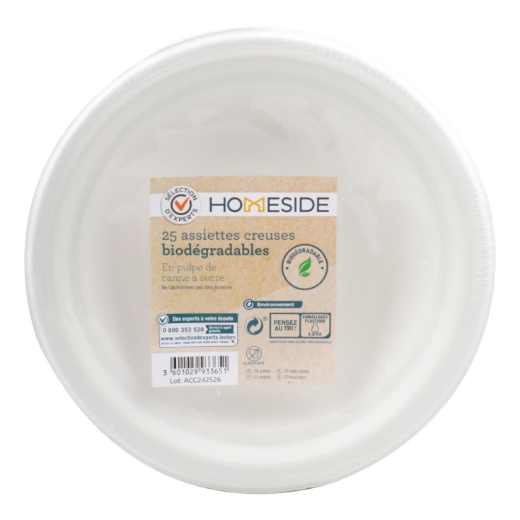 Plato Hondo Biodegradable 18cm 25 uds