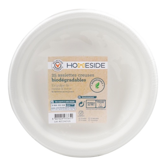 Plato Hondo Biodegradable 18cm 25 uds