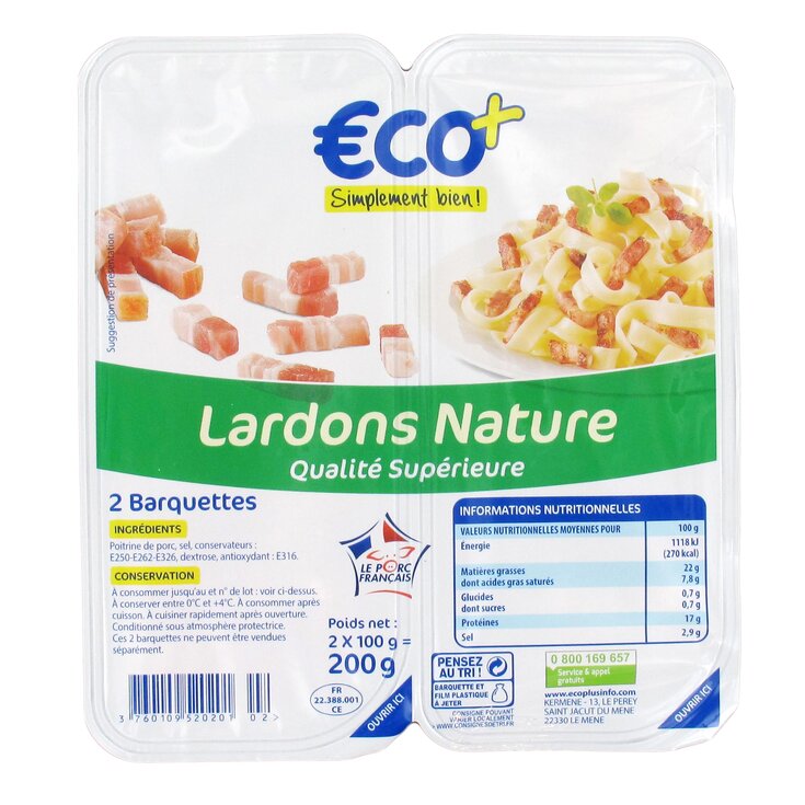 Cintas de Bacon Natural €CO+ - 2x100g