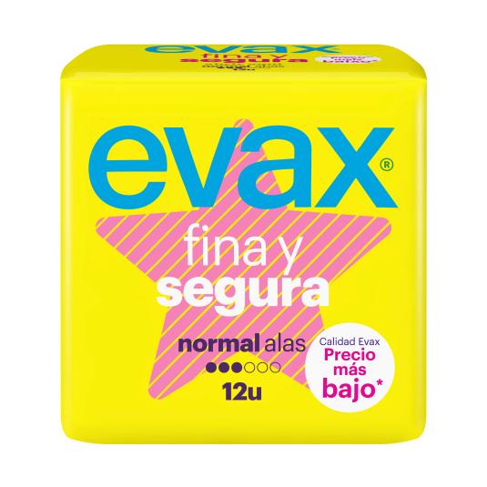 Compresas Fina y Segura Alas Normal - Evax - 12 uds