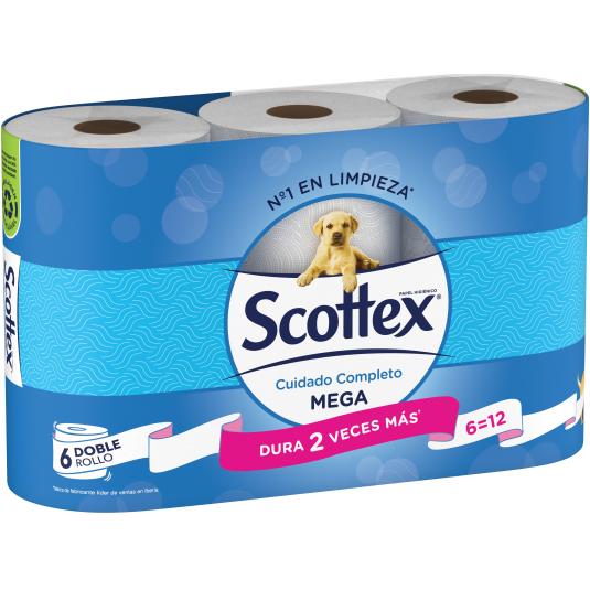 Papel higiénico megarollo - Scottex - 6 rollos