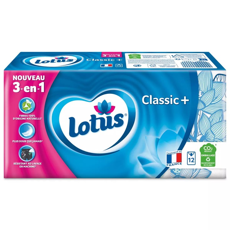 12 Packs de pañuelos blancos clásicos 4 capas 