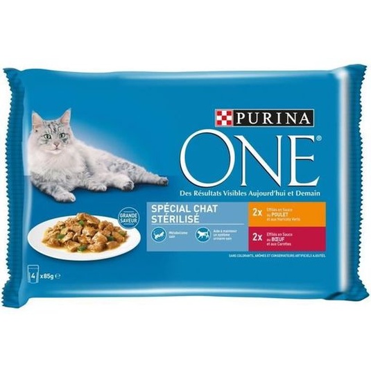 Bolsitas de pollo y carne-Gatos Adultos Esterilizados 4x85