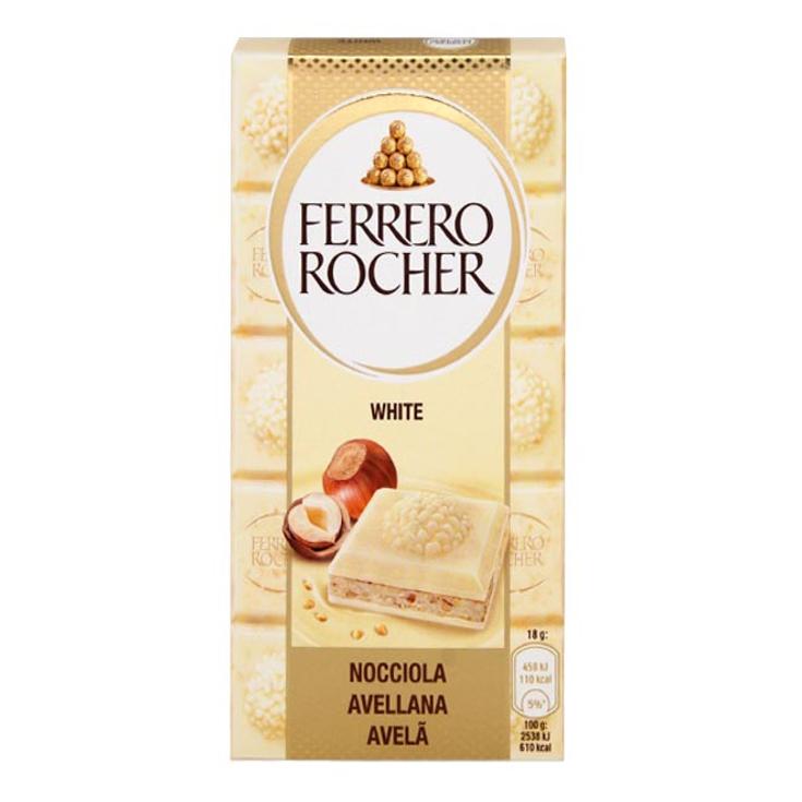 FERRERO TABLETA BLANCA CON AVELLANA 90G