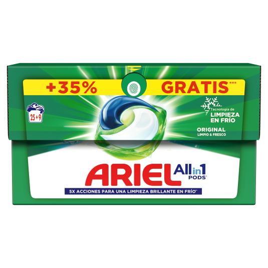 Detergente cápsulas all in 1 original - Ariel - 25+9 lavados