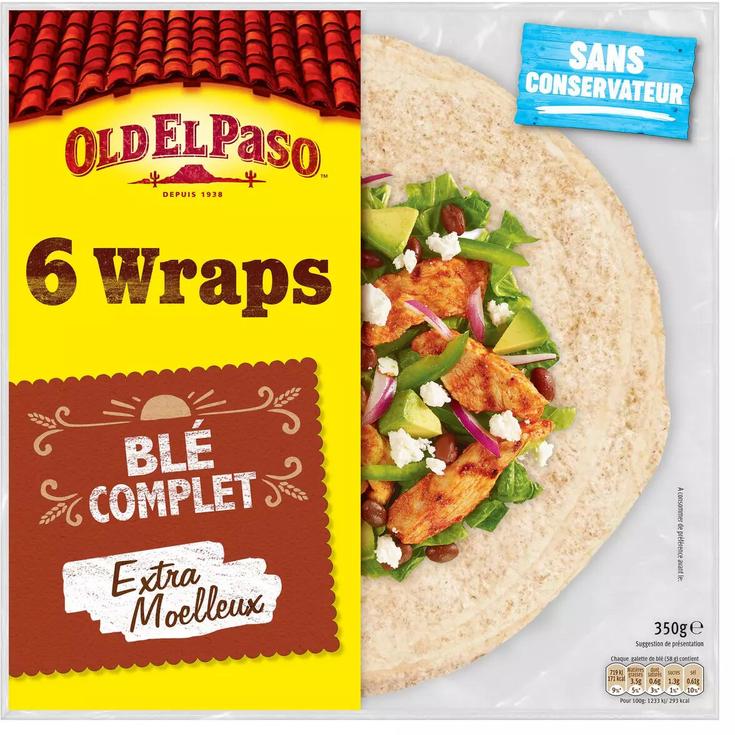 OLD EL PASO WRAPS DE TRIGO INTEGRAL 350G