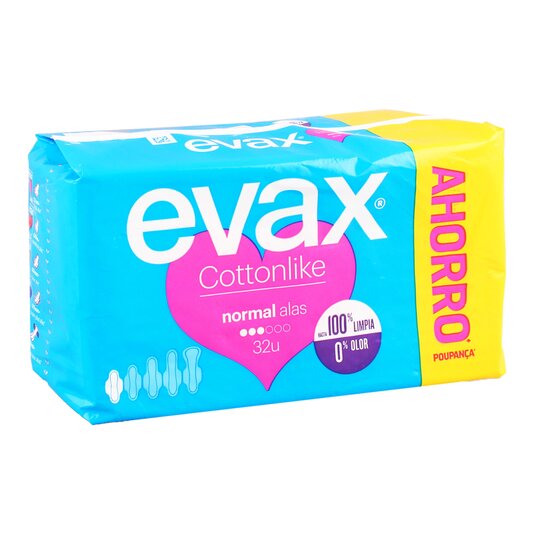 Compresa con Alas Normal Evax Cottonlike - 32 uds