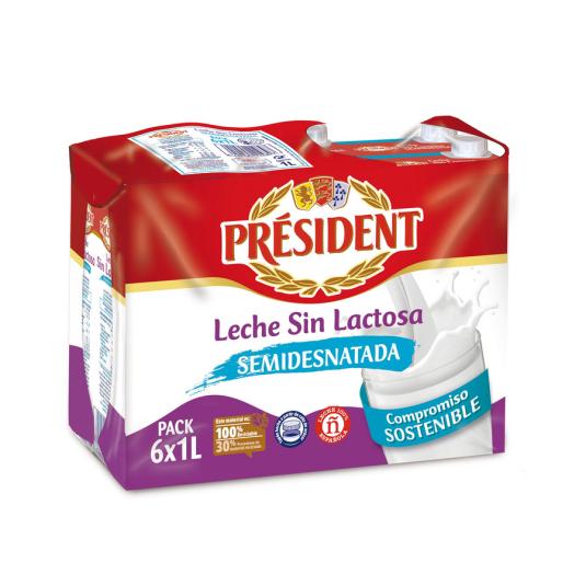 Leche Semidesnatada Sin Lactosa - Président - 1l