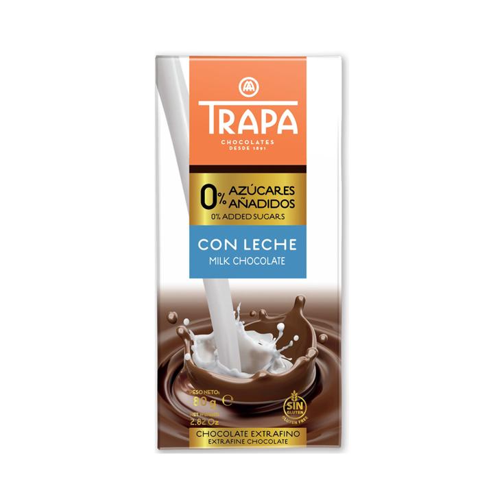 TRAPA CHOCOLATE CON LECHE 0% AZUCARES 80G