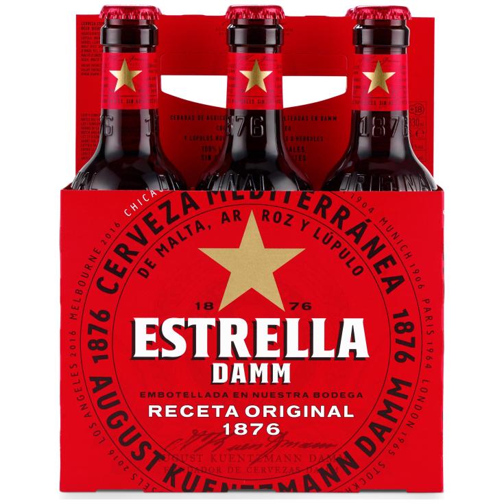 Botellín de cerveza Estrella Damm - 6x33cl