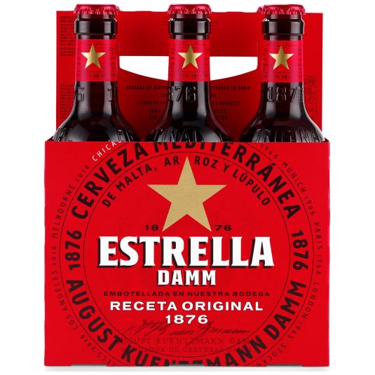 Botellín de cerveza Estrella Damm - 6x33cl