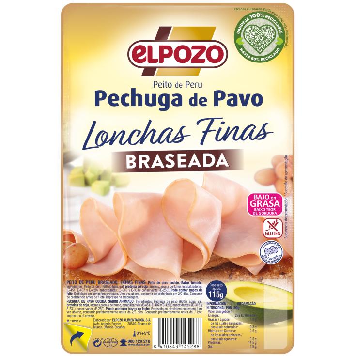 Pechuga de pavo braseada lonchas finas - El Pozo - 115g