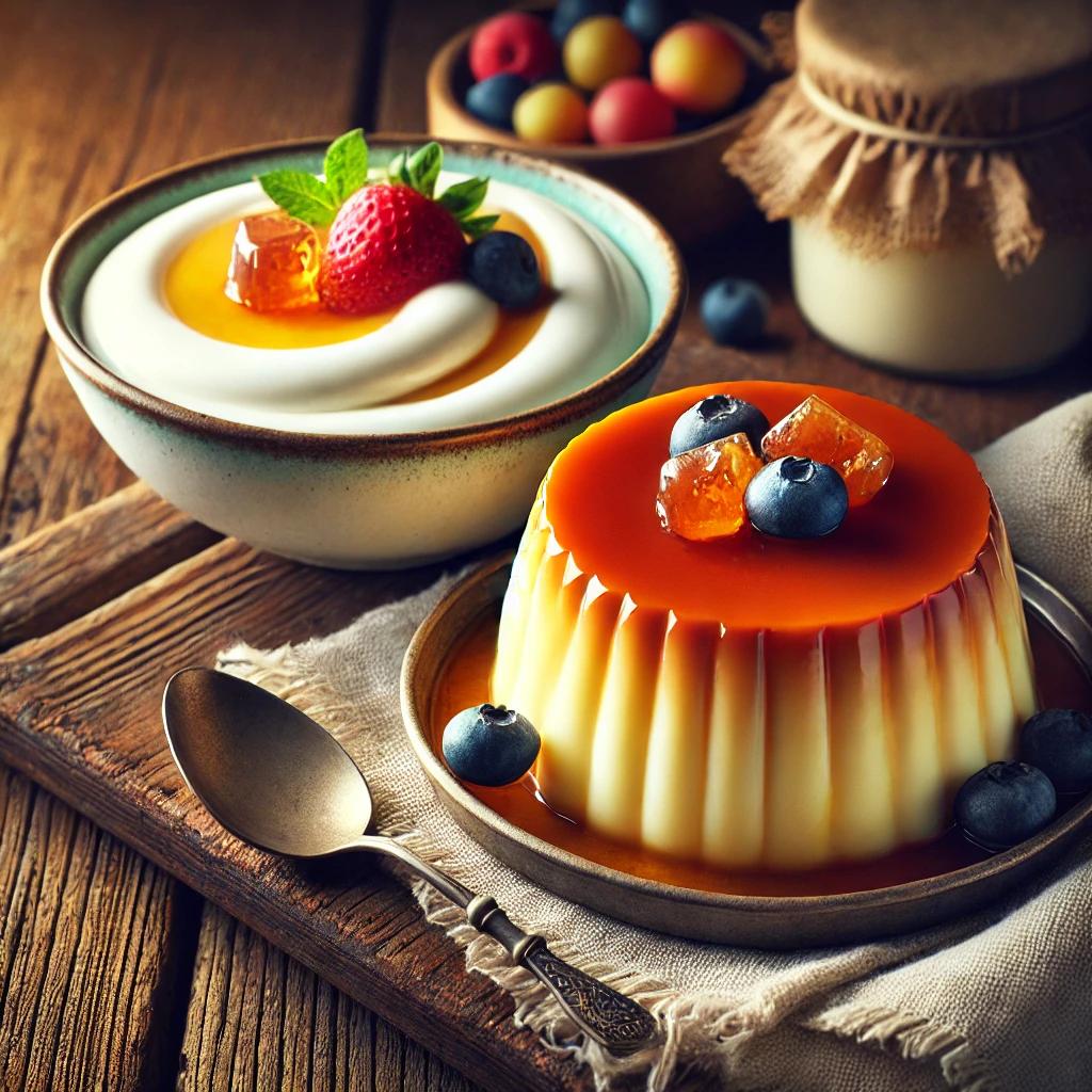 Flan y cuajada